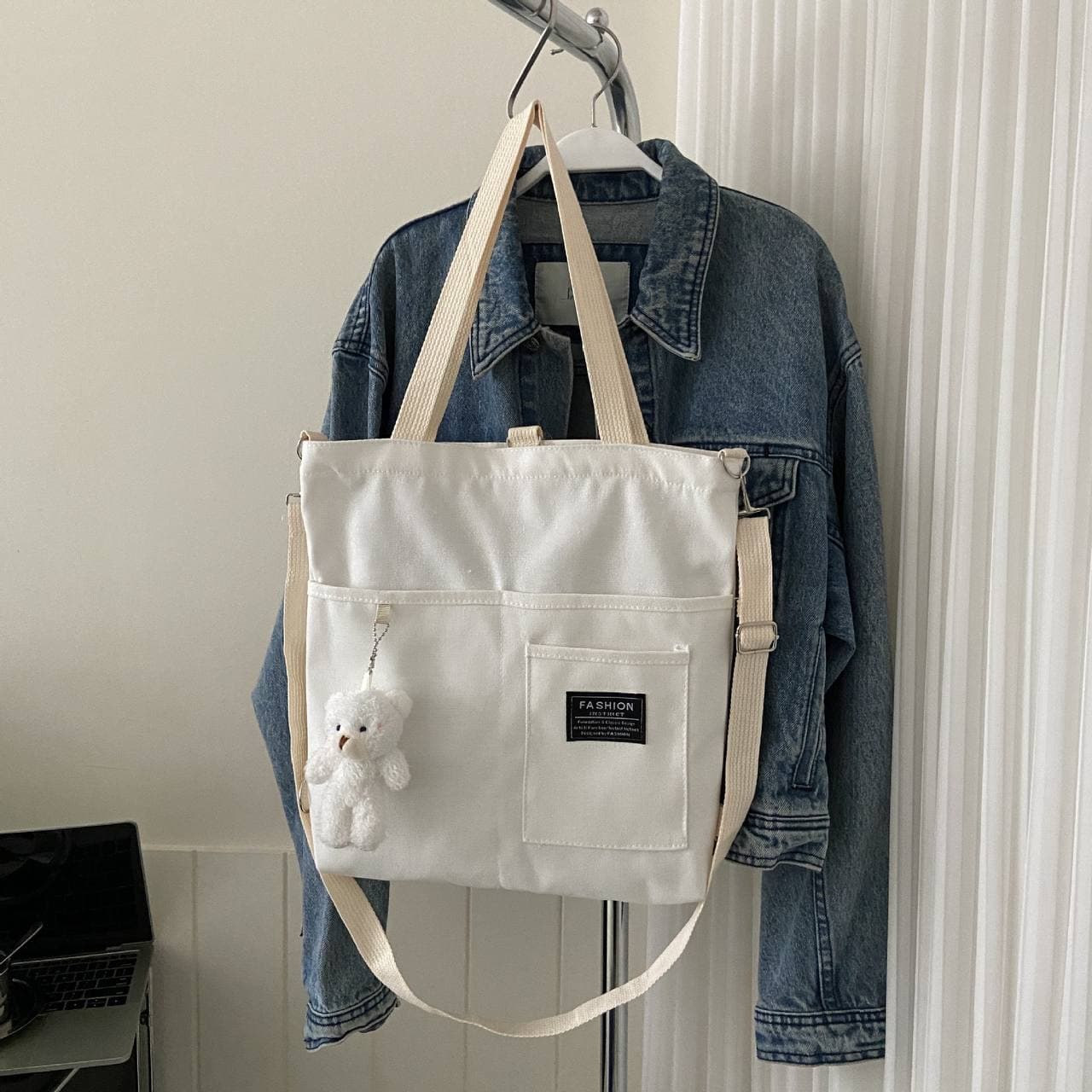 toy white tote bag