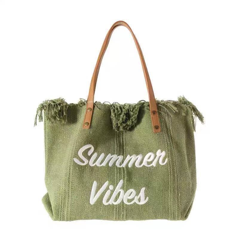 Green summer tote bag